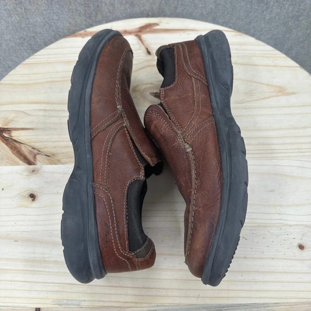 Clarks Bradley Step Loafers Mens 12 Brown Leather Comfort Casual Slip On Shoes
